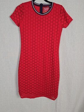 Superdry Red Lace Dress - Size8